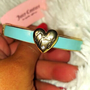 Juicy Couture Rhinestone Juicy logged gold hinged cuff bracelet
